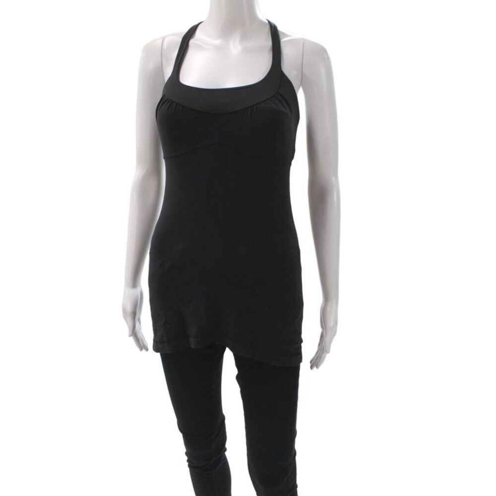 Lululemon Women Black Cotton Scoop Neck Sleeveless Tank Athleisure Size 6